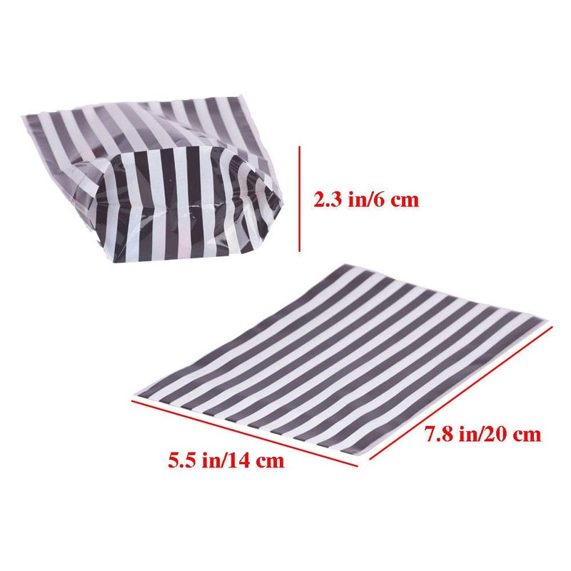 ZOOYOO Black Stripes Clear Cello Bags Plastic Candy Party Favor cellophane Treat Bags,Pack of 50 - Image 3